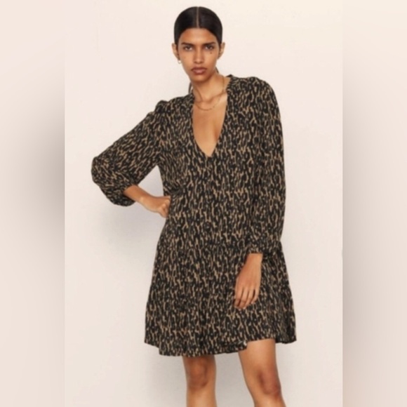 Zara Dresses & Skirts - NWT Zara the Claris dress animal print size XL with ruffles and 3/4 sleeves